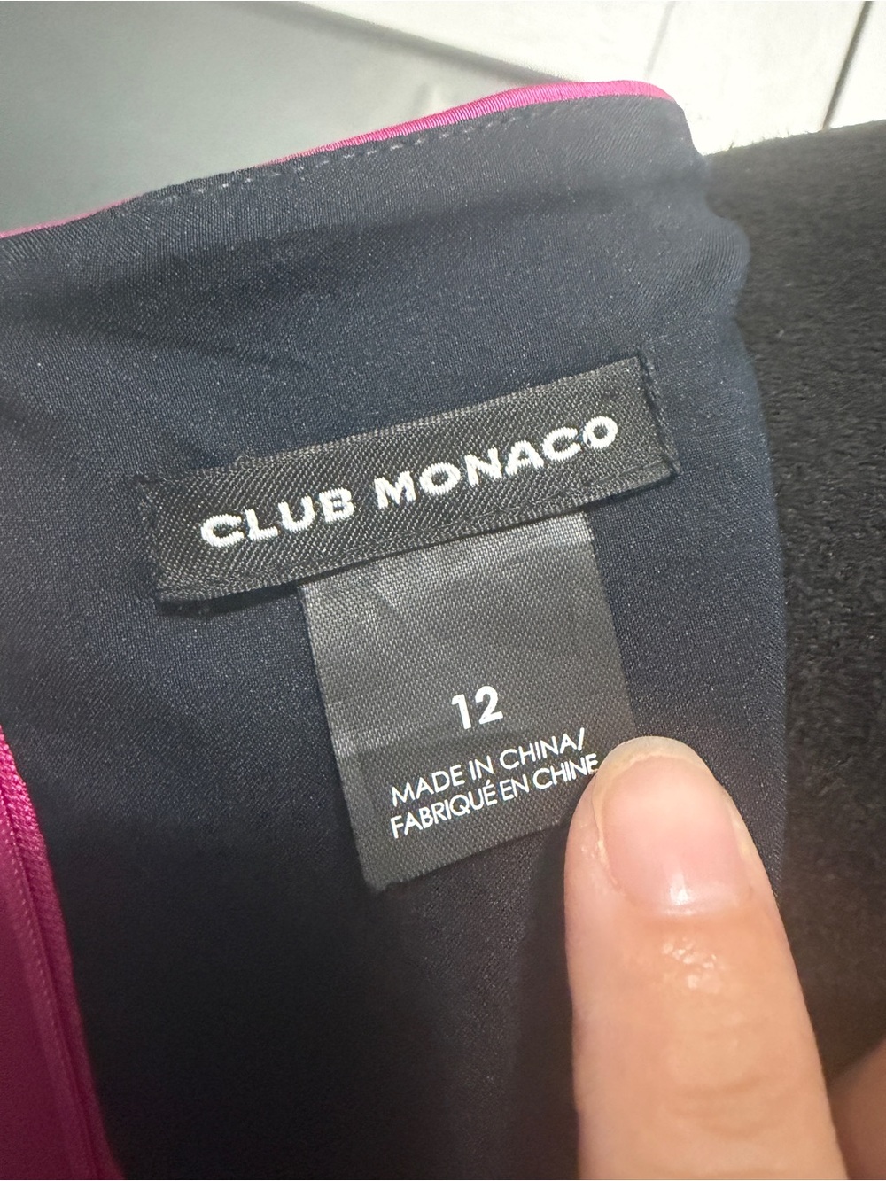 Club Monaco Sleeveless V-Neck Colourblock Dress Magenta Black - Picture 5 of 9